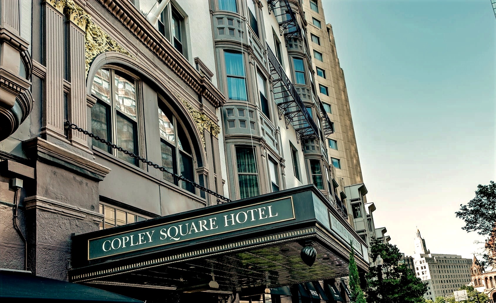 Historic entrance marquee of the Copley Square Hotel